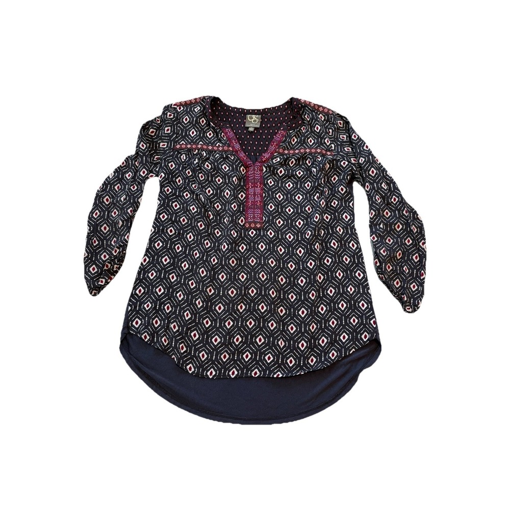 Anthropologie One September Womens Top Sz XS Embroidered BOHO Peasant Blouse